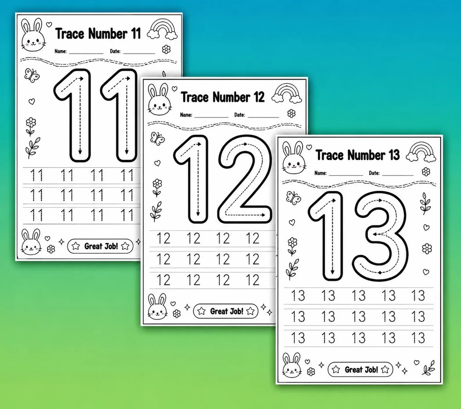 CuteLearner printable Number Tracing Worksheets for Preschool & Kindergarten Kids | Printable Number Writing Practice PDF | Handwriting Practice | Kids Tracing — preview 3